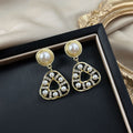 Geometric triangle Shape Pearl Stud Earrings