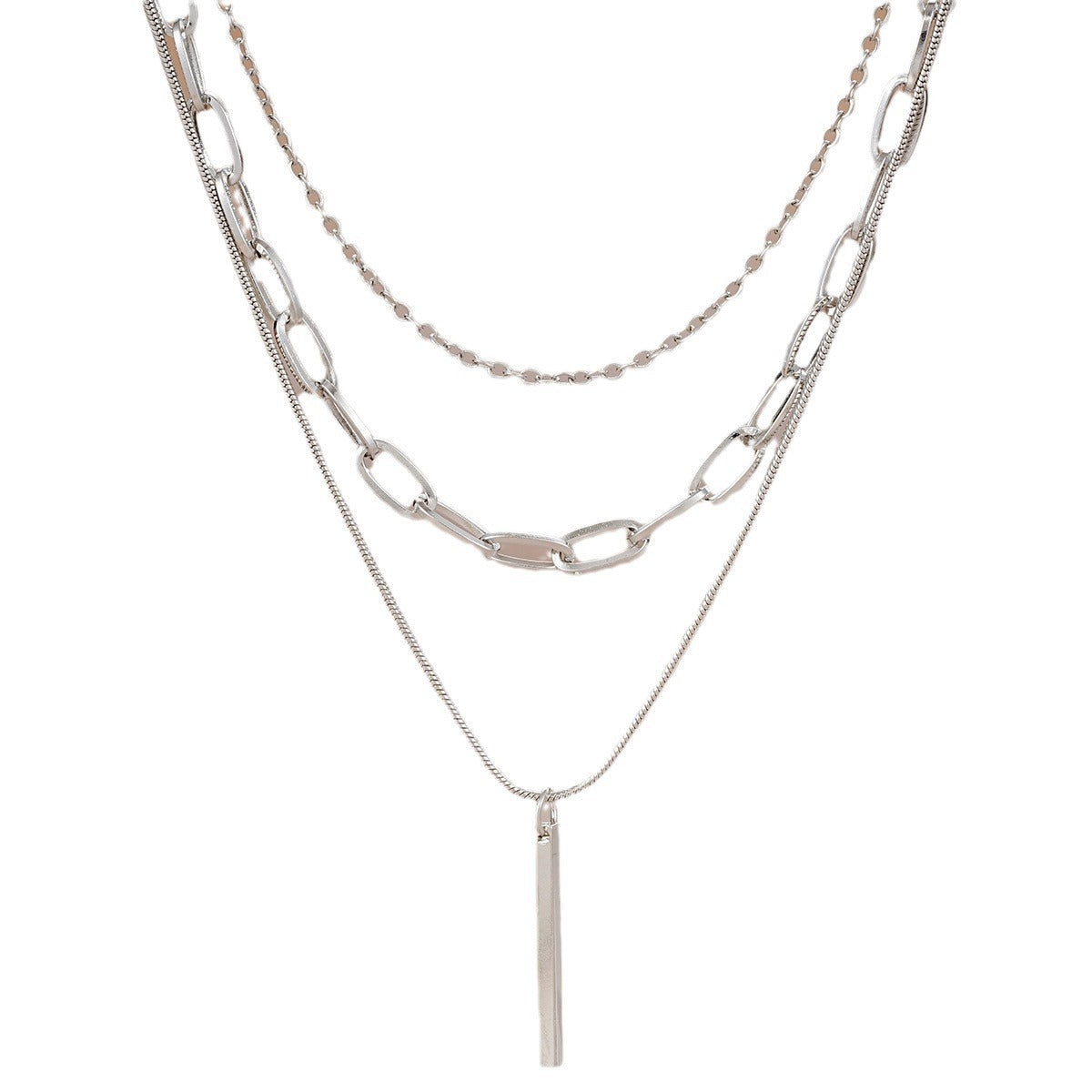 Boho Bar Multilayer Simple Layered Bar Drop Pendant Necklace