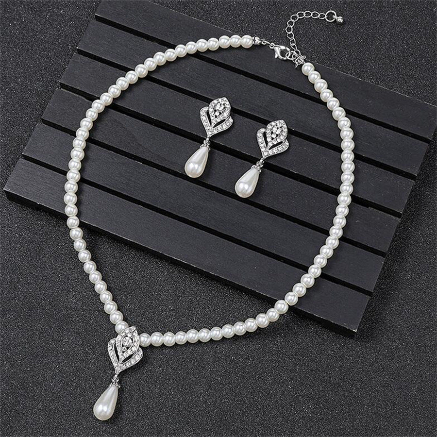 Rhinestones Crystals Pearls Bridal Jewelry Set