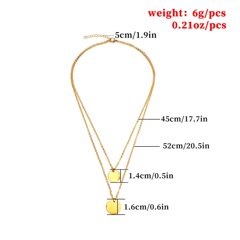 Double Layered Round Disc Pendant Necklace