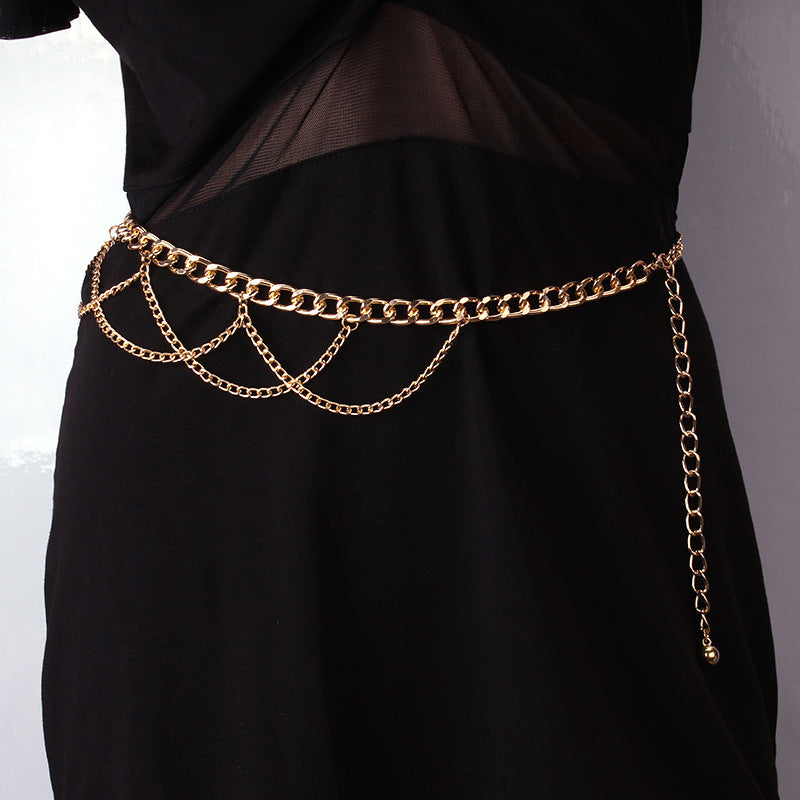 Fashion Multi Layer Belly Body Chain Bikini Metal Rave Body Waist Chain