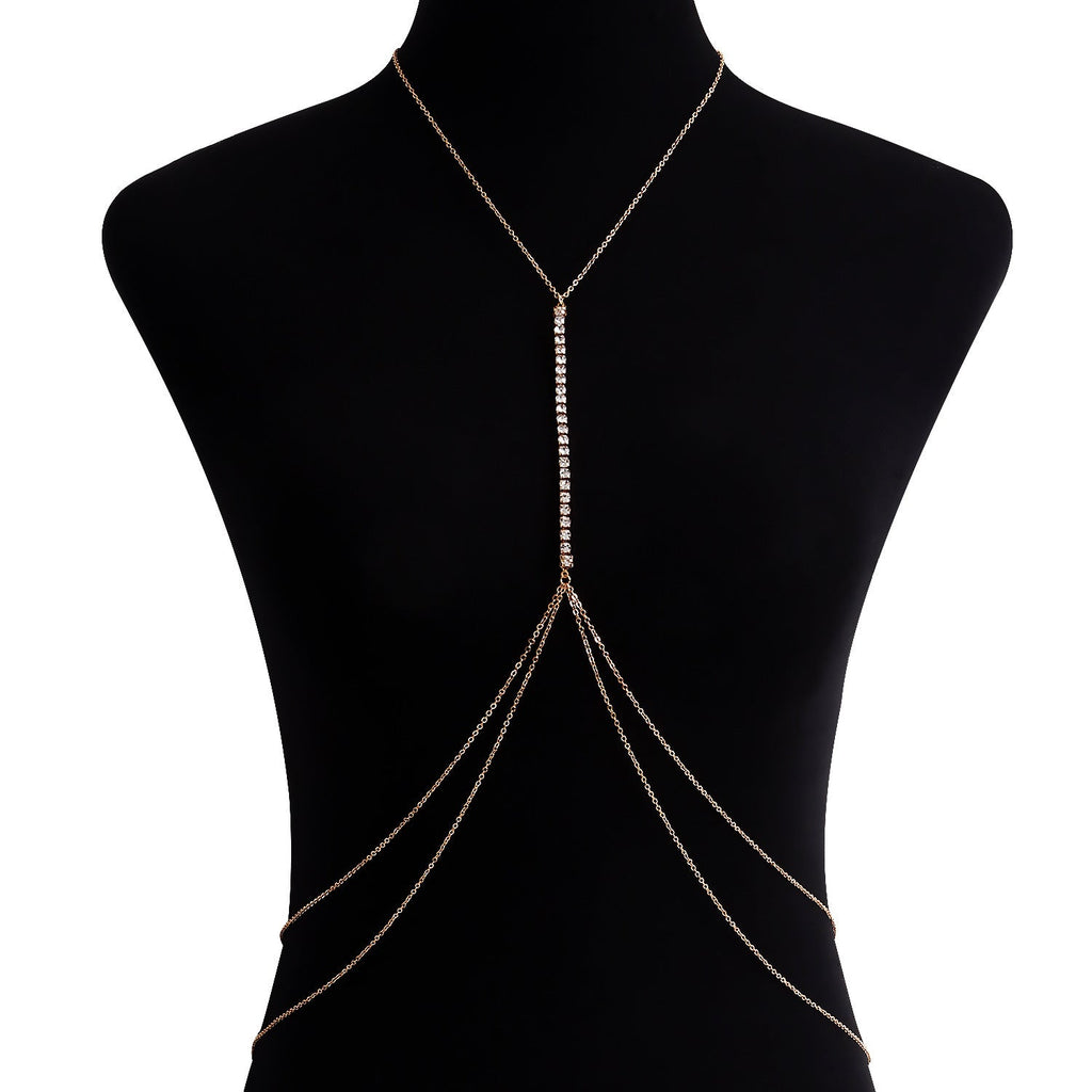 Simple Rhinestone Bikini Breast Chain Waist Chain Sexy Body Jewelry