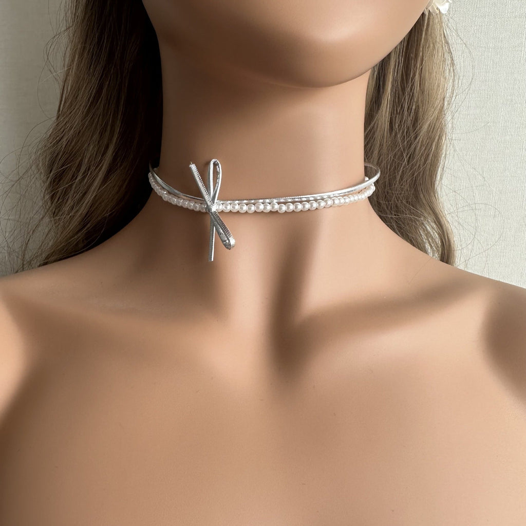 Fashion Beaded BowKnot Necklace