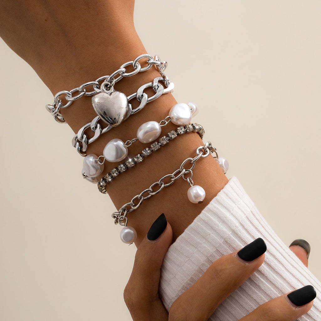 Fashion Curb Cuban Chain Bracelets Set