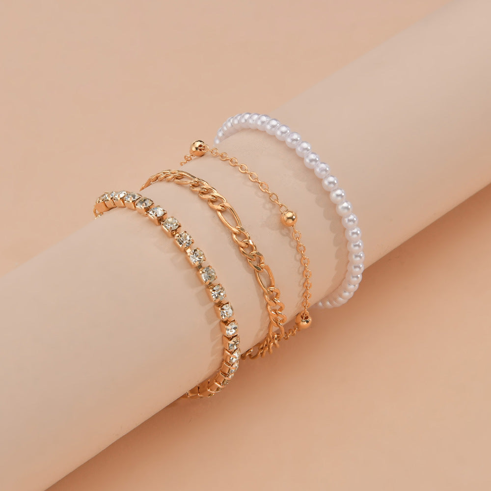 Rhinestone Crystal Beaded Chain Tennis Link Anklet Jewelry