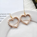 Geometric Pearl Heart Shape Earrings