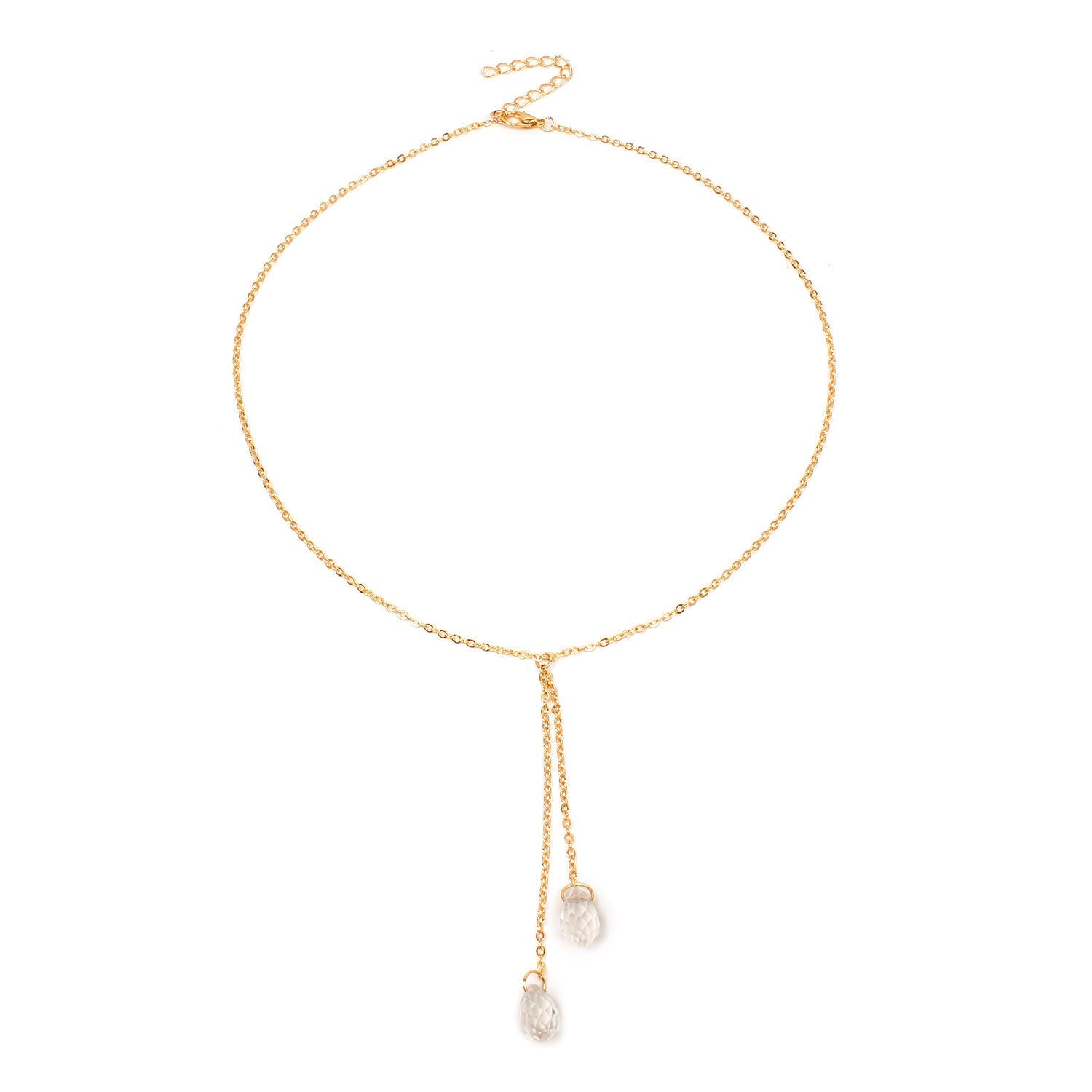 Long Sweater Crystal Fashion Necklace