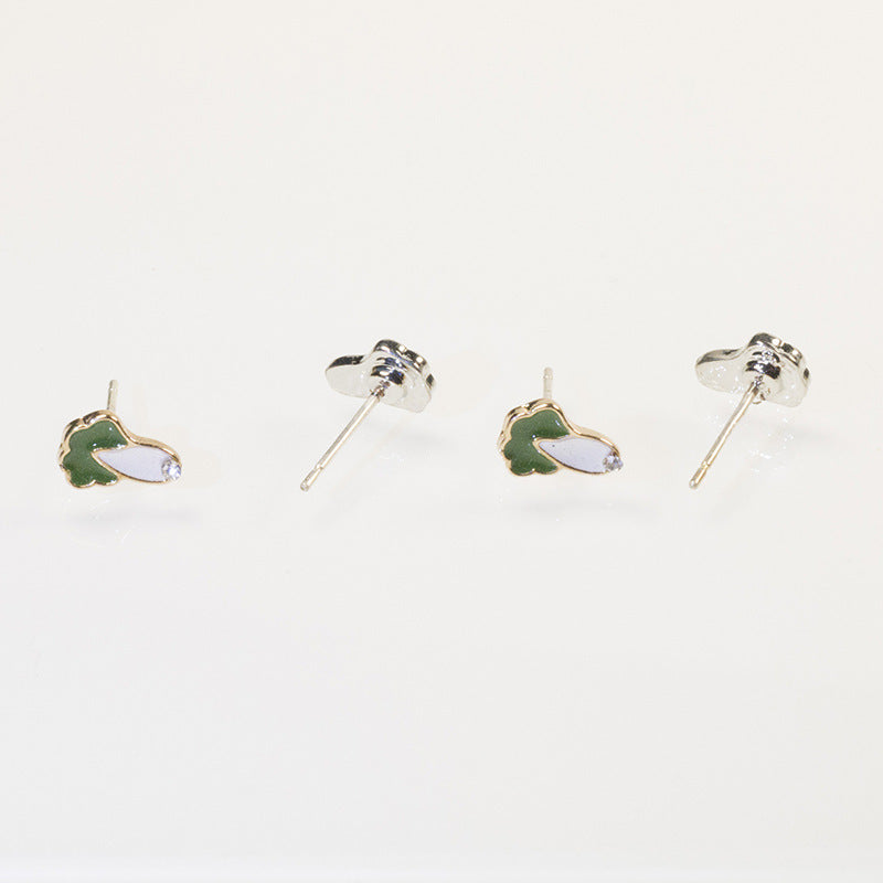 Cute bear cabbage stud earrings set