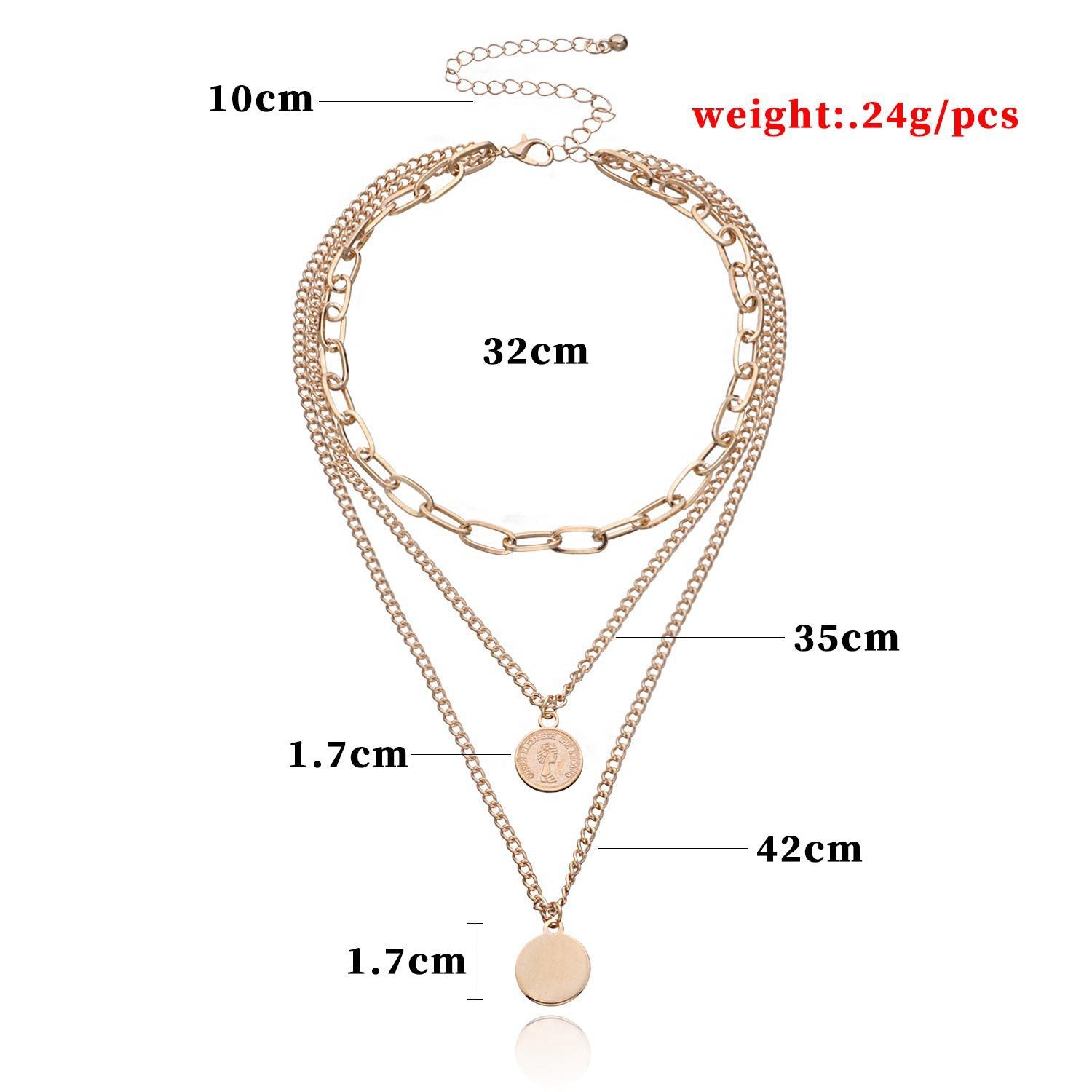 Punk Vintage Layered Portrait Coin Pendant Necklace