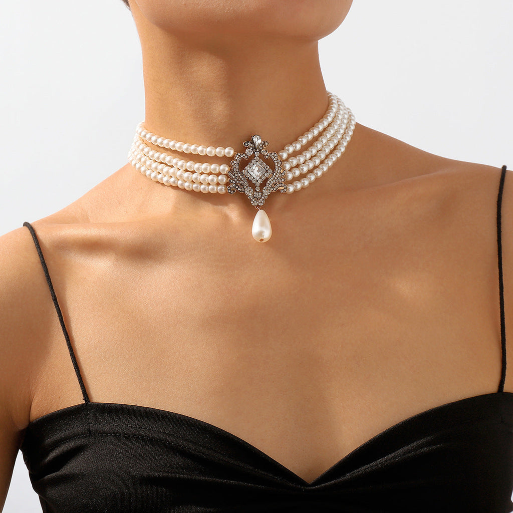 Imitation Pearl Chain Beaded Necklace Vintage Handmade