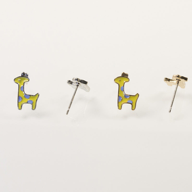 Giraffe flower snowflake stud earrings set