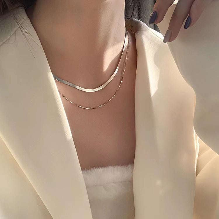 Double Layered Snake Bone Chain Necklace