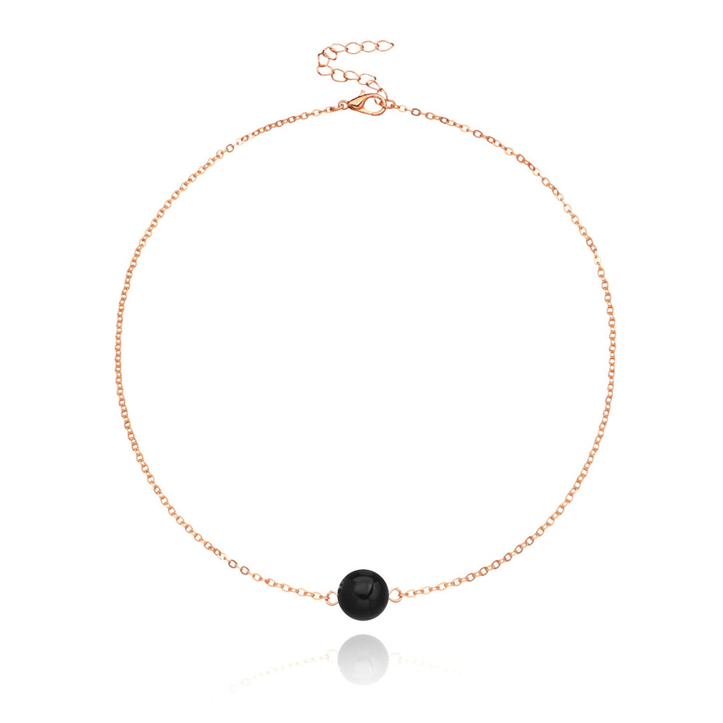Black Glass Beads Necklace