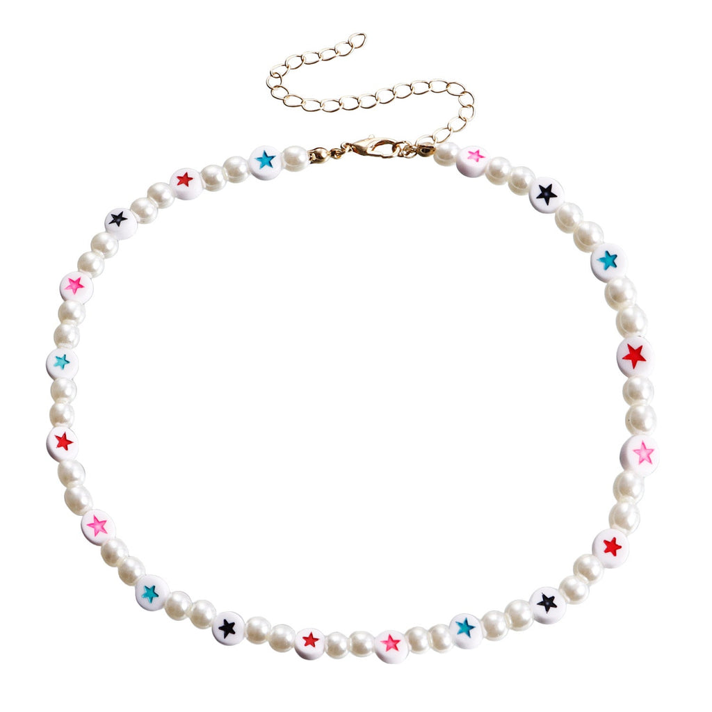 Bohemian Holiday Pearl Necklace Sweet Simple Pearl Star