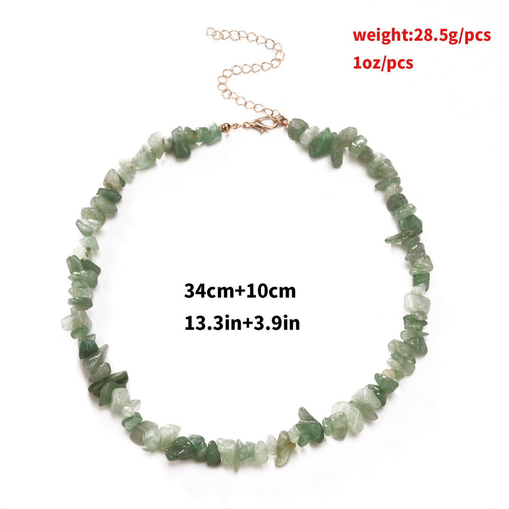 Natural Stone Chip Gravel Crystal Choker Gemstone Necklace