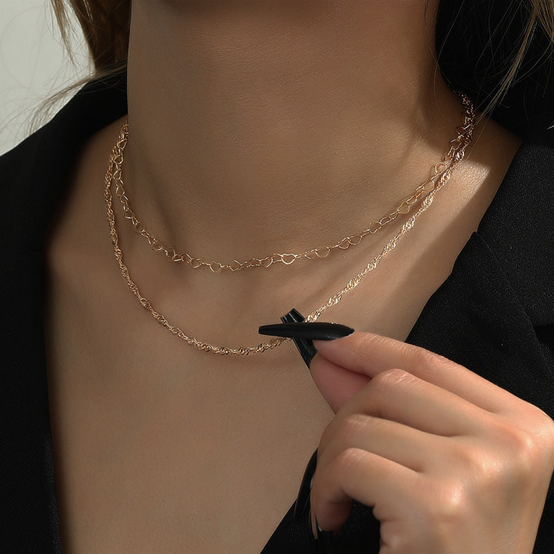 ChunkyTwist Chain Heart Layers Chain Necklaces