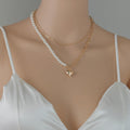 Pearl Half-Paper Clip Chain Necklace