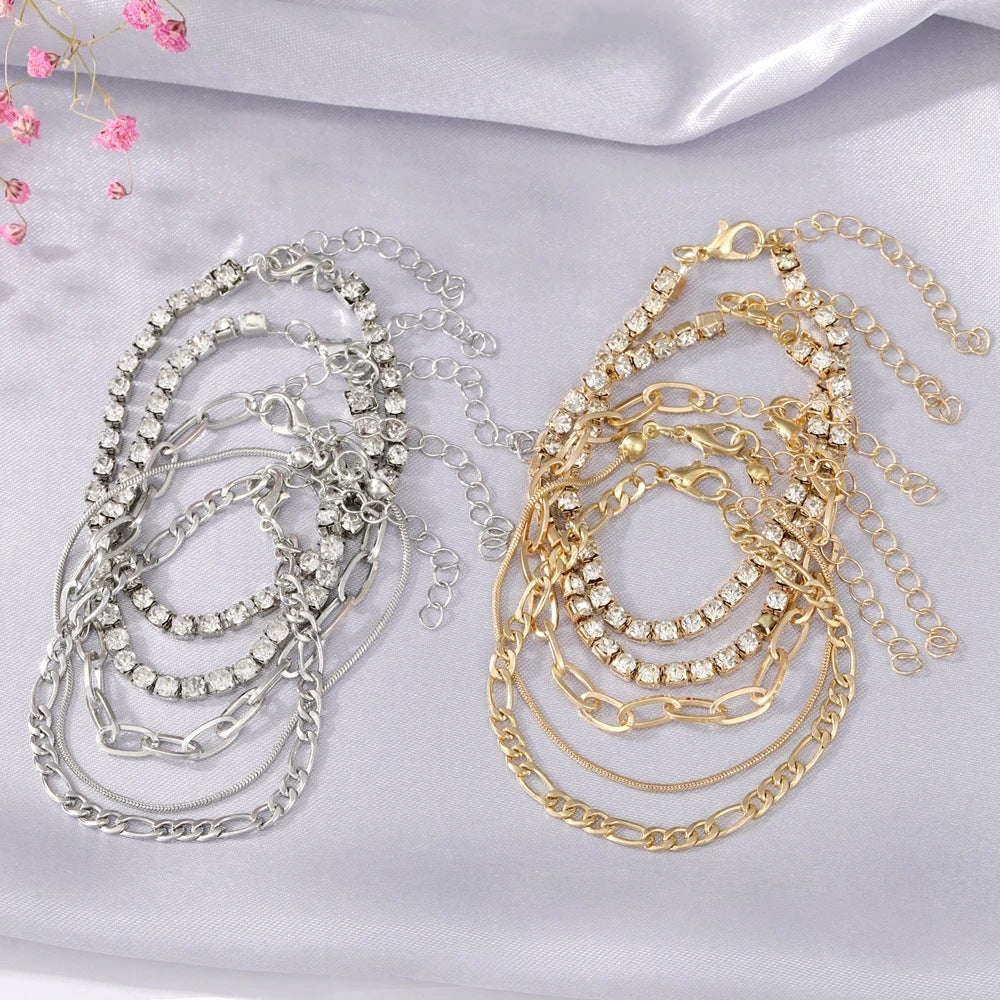 Women Tennis Chain Bracelet Set