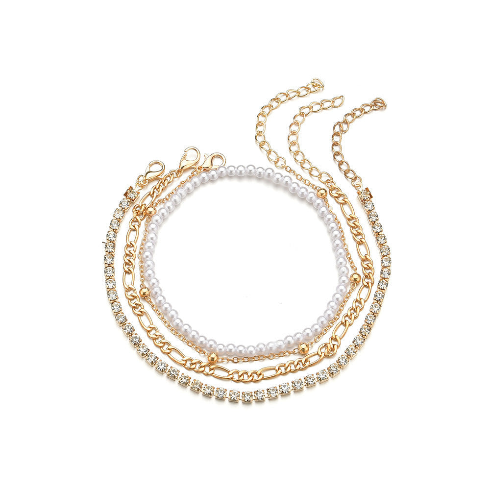 Rhinestone Crystal Beaded Chain Tennis Link Anklet Jewelry
