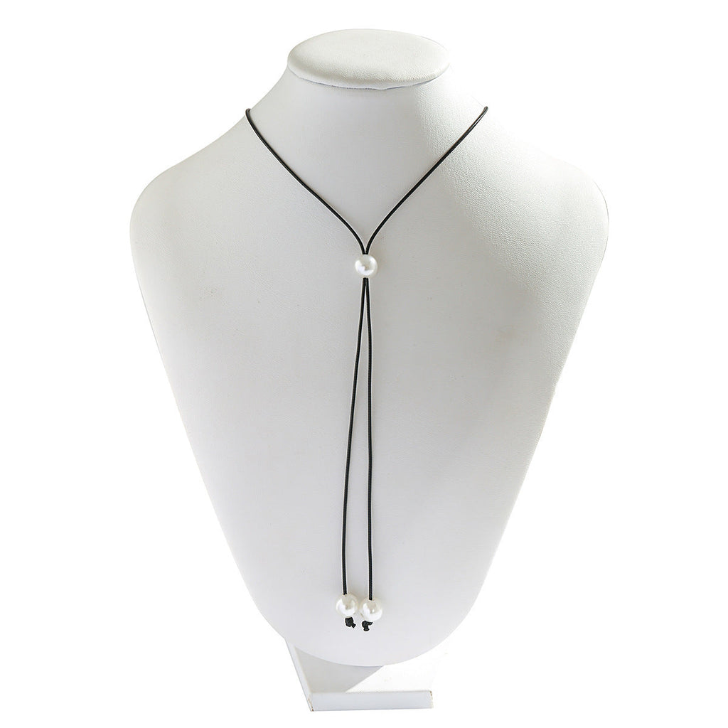 Punk Hip Hop Simple Wax Thread Tassel Knot Choker Necklace