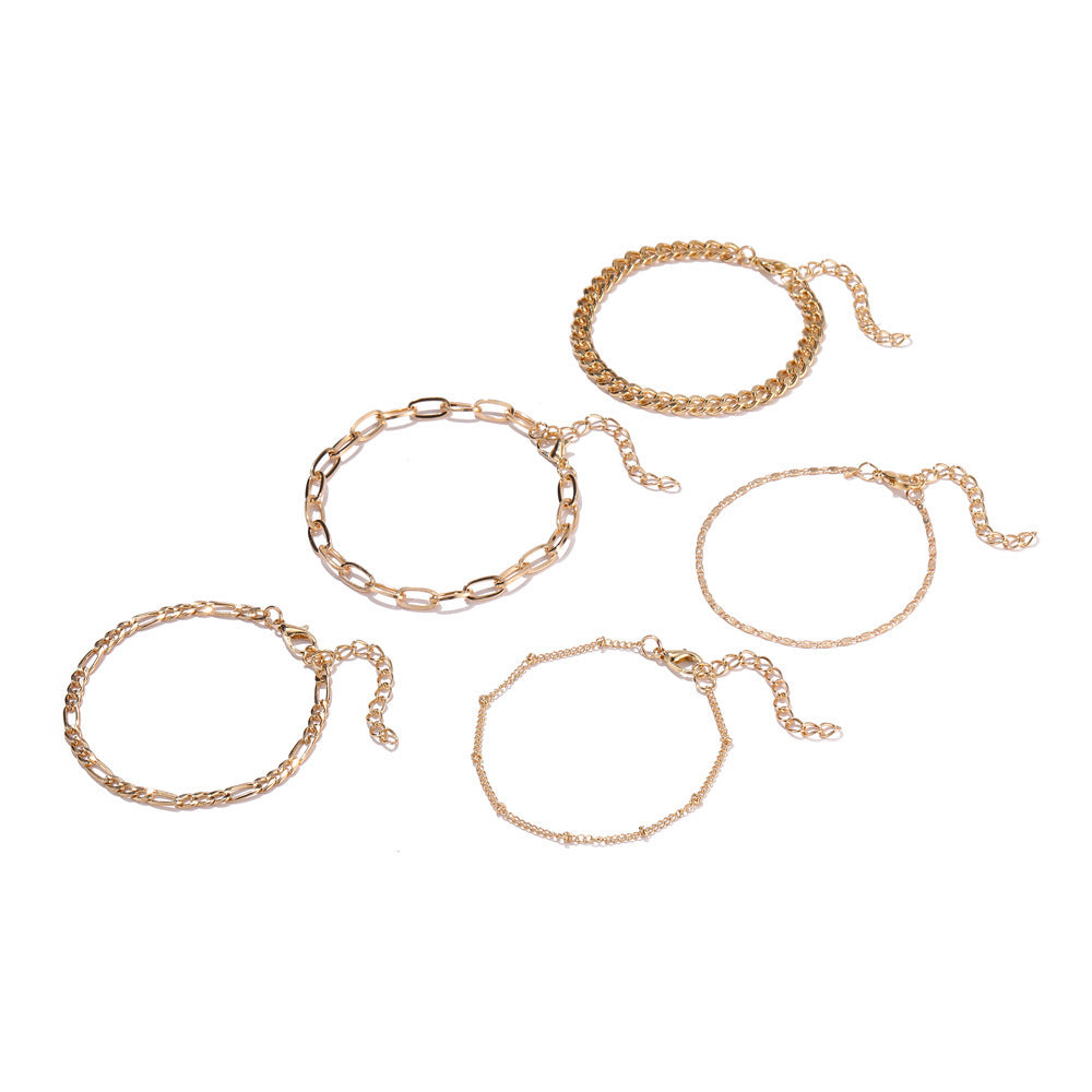 Simple Round Bead Chain Bracelet Set