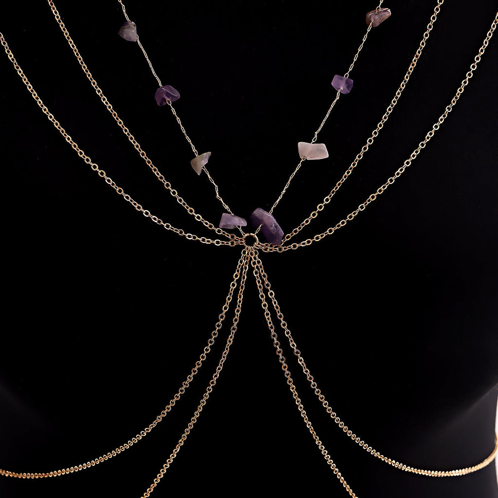 Stone Summer Body Jewelry Chain Beach Sexy Metal Chest Chain