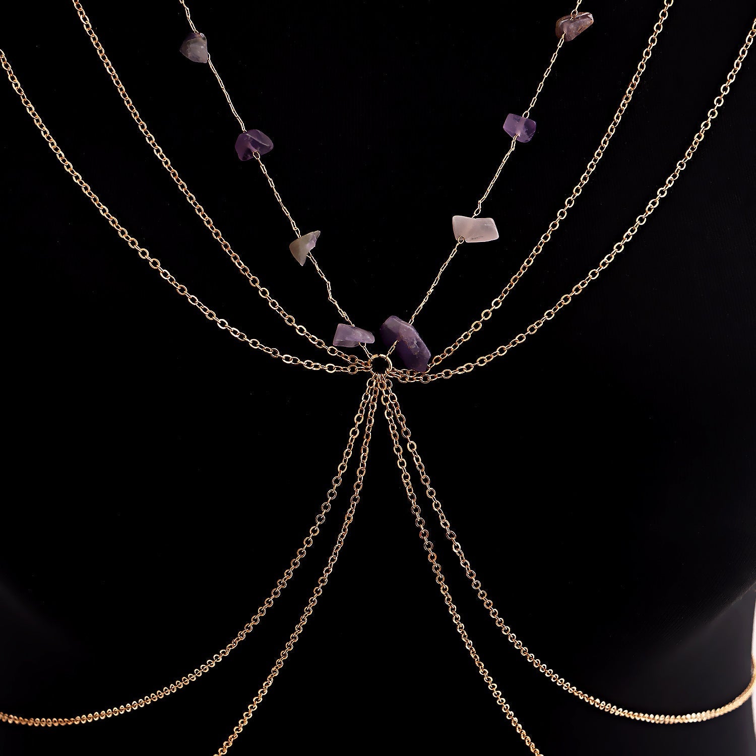 Stone Summer Body Jewelry Chain Beach Sexy Metal Chest Chain