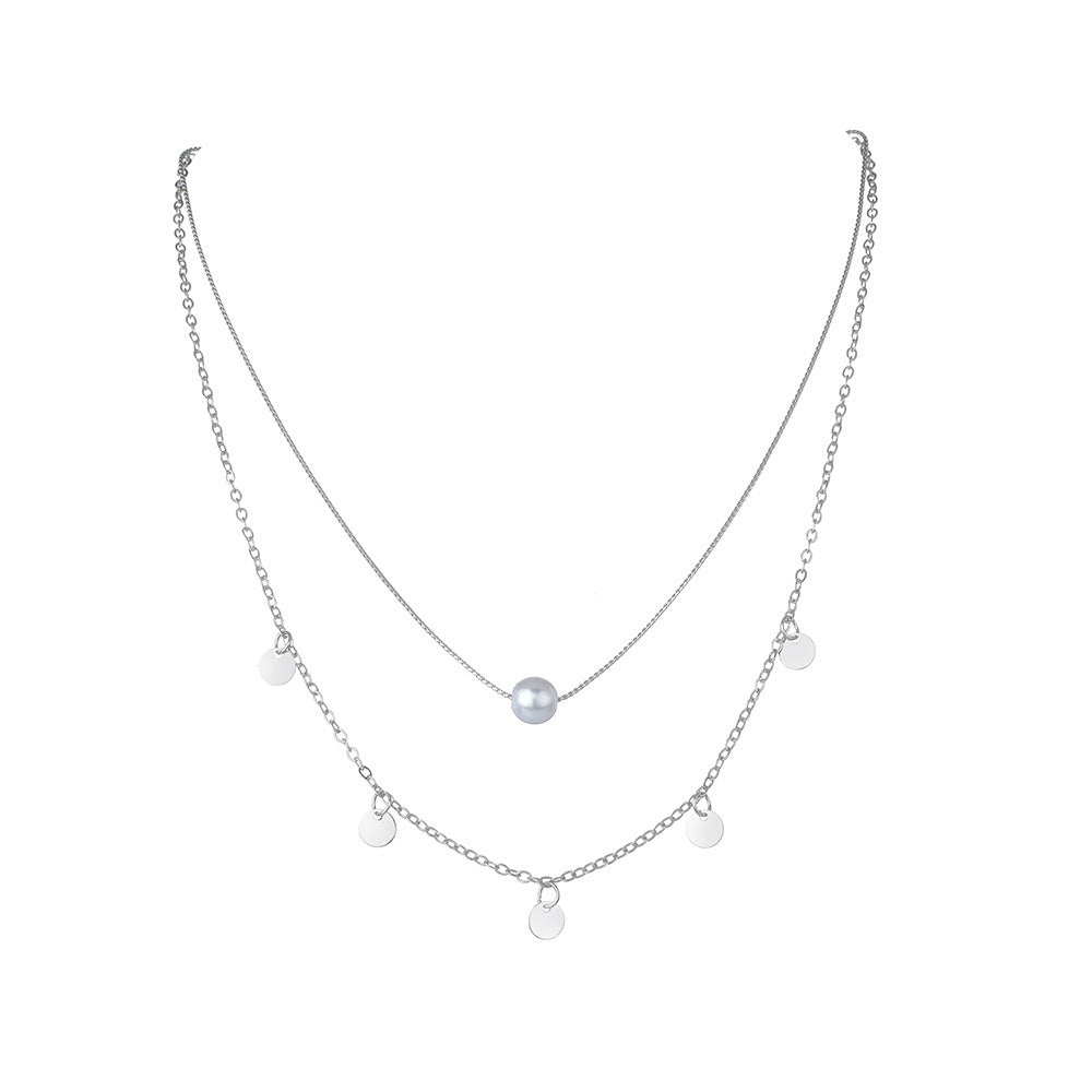 Double Link Chain Round Coin Collar Collier Women Necklaces