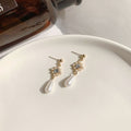 Rhinestone Flower Pearl Stud Earring
