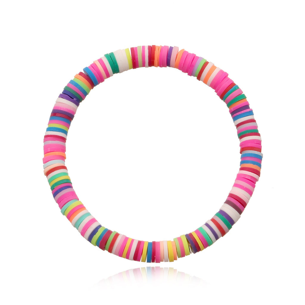 Polymer Clay Rainbow Stretch Bracelet