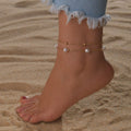 Boho Style Imitation Pearl Layered Beaded Anklet Jewelry