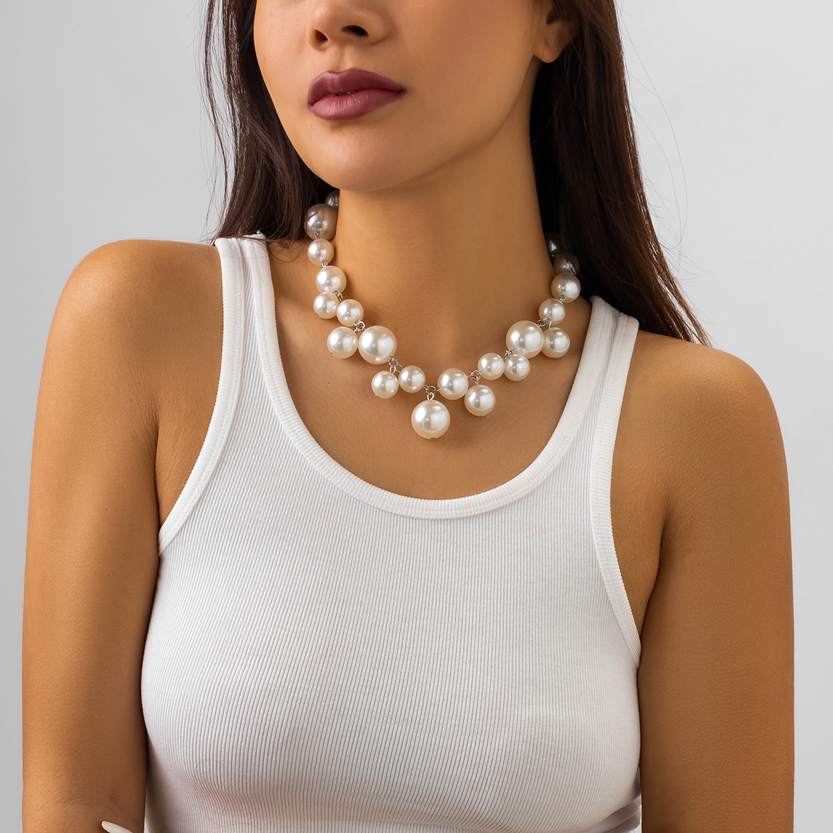 Punk Style Pearl Short Choker Necklace for Women