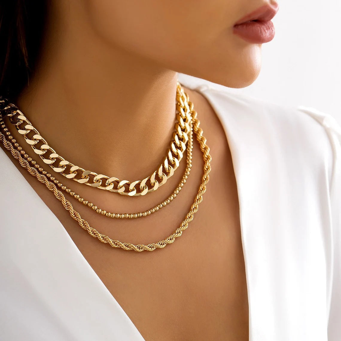 Double Layer Chain Choker Necklace