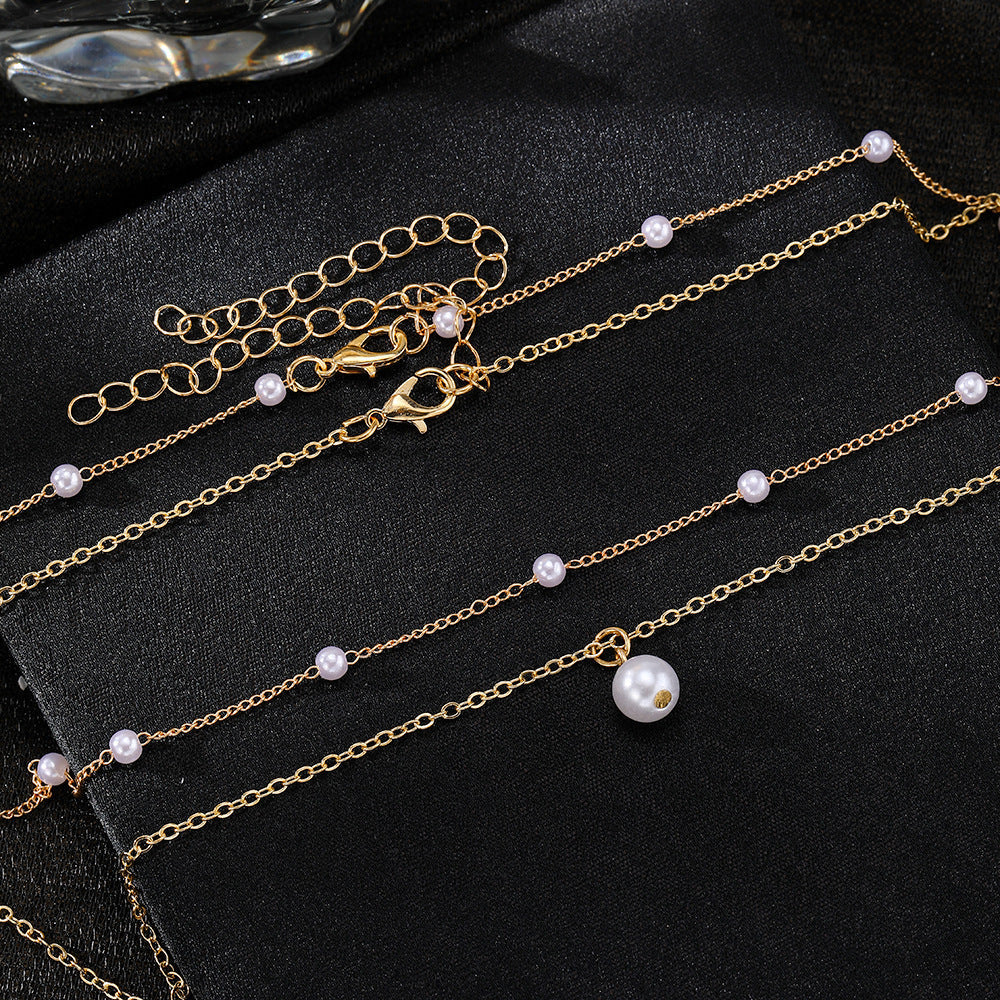 Pearl Tassel Pendant Necklace Double Layer