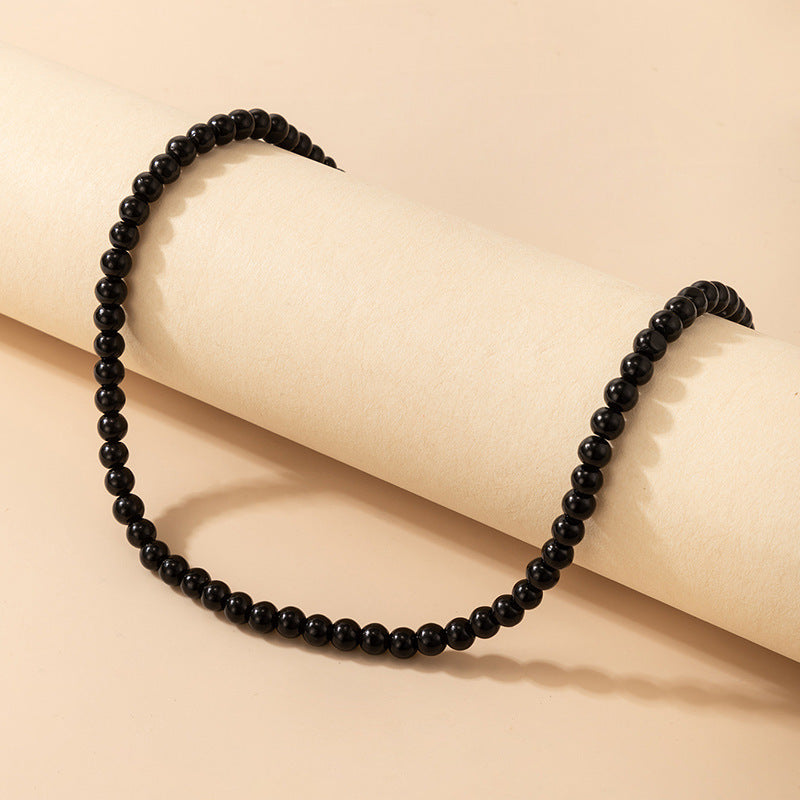 Black Glass Beads Necklace