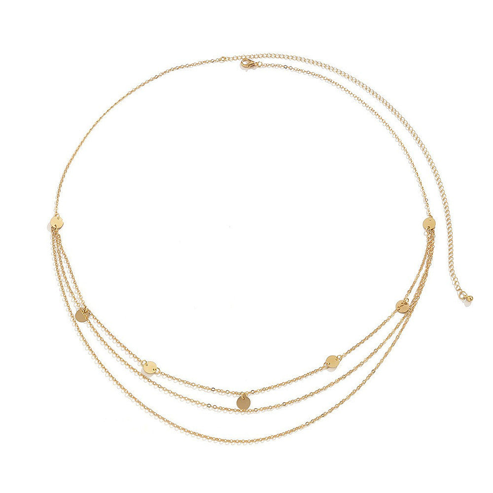 Sexy Metal Thin Body Chain Belts Sexy Simple Sequin Pendant Body Chain