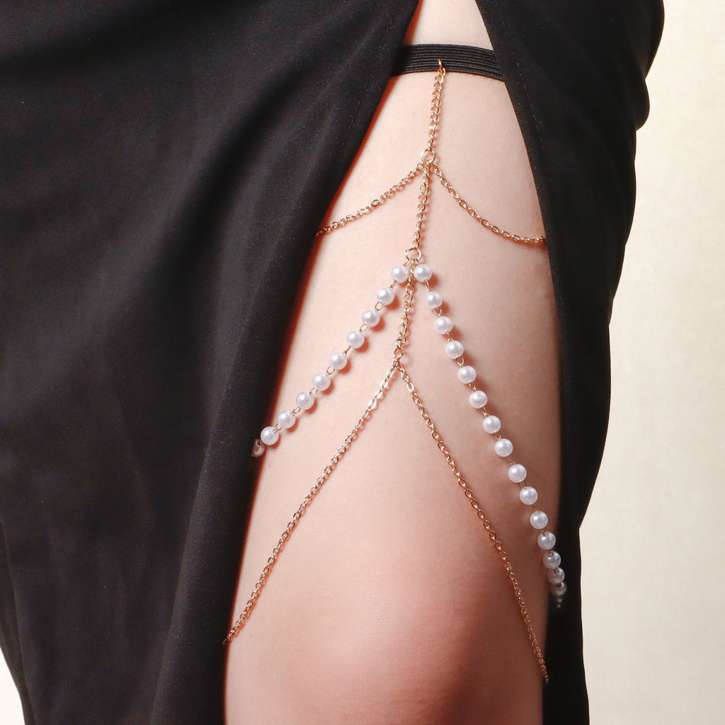 Sexy Beach Body Chain Nightclub Party Multi-layer Pearl Leg Chain
