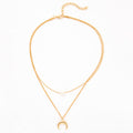 Double Layer Crescent Pearl Pendant Necklace