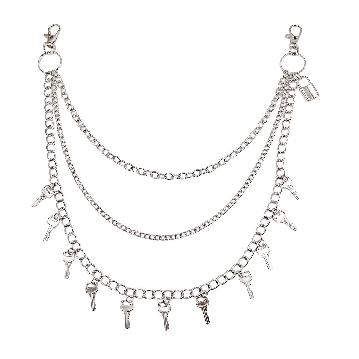 Vintage Metal Key Pendant Multi-layer Waist Chain