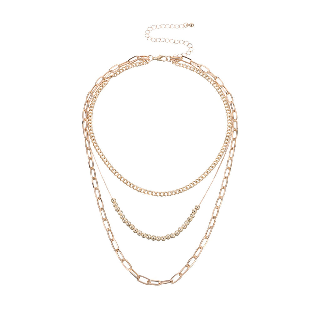 Paperclip Chain Triple Layer Necklace