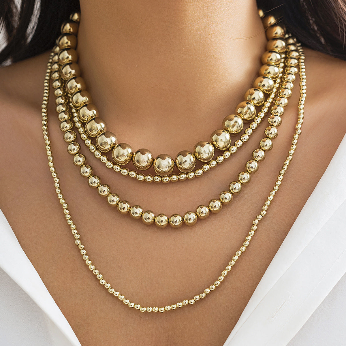 Multilayer Statement Chunky Beaded Necklace