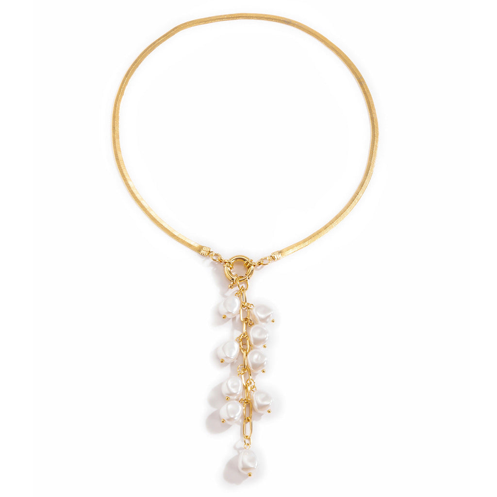 Snake Chain Necklace Retro Pearl Tassel