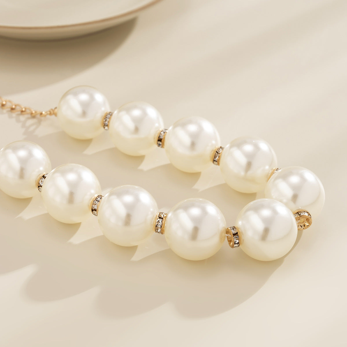 Bridal Statement Necklace Jewelry Big Pearl Rhinestone Choker