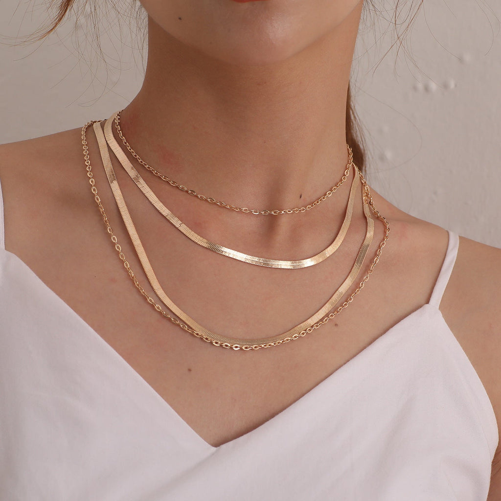 Multi Layer Snake Bone Chain Necklace Choker for Women