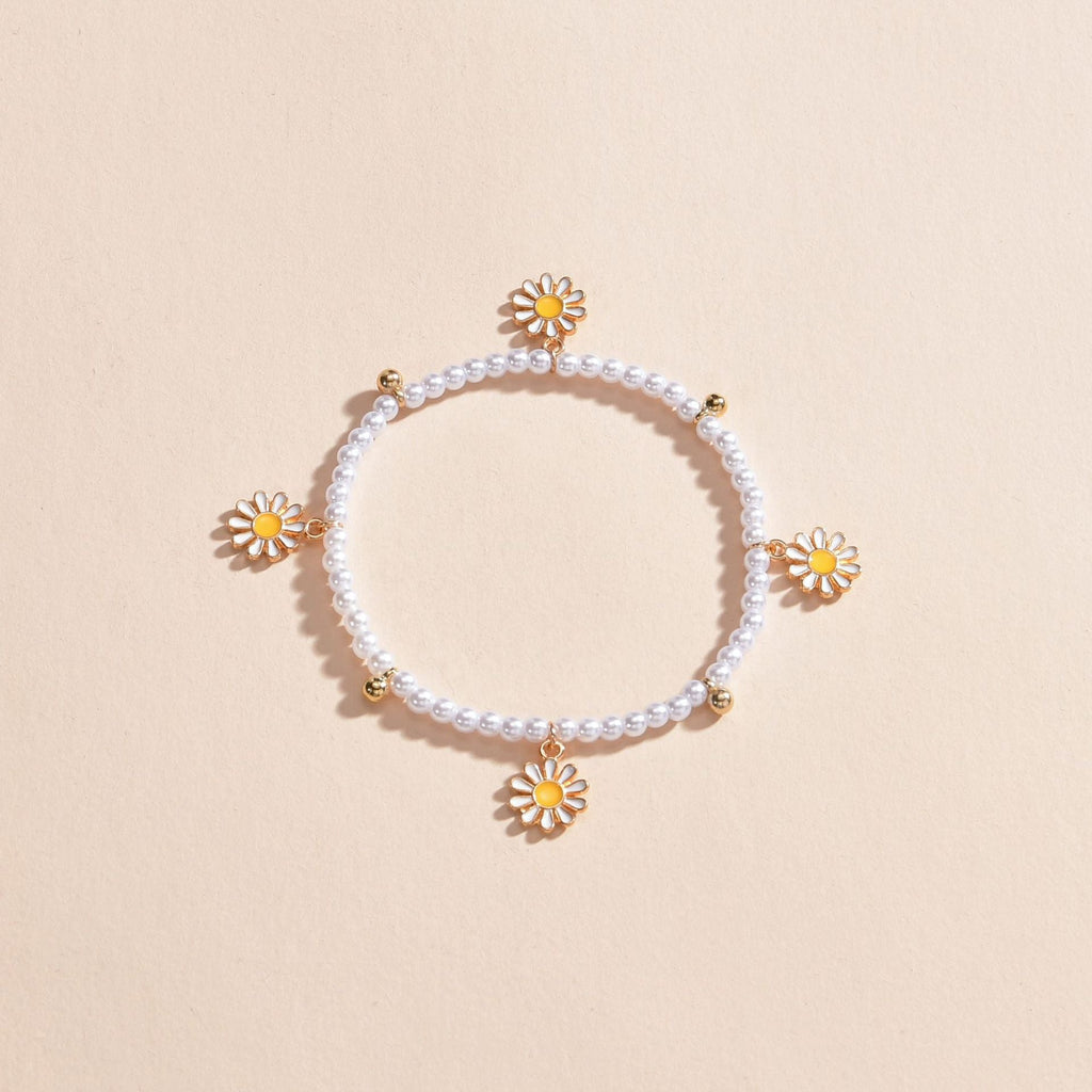 Summer Pearl Daisy Pendant Beach Sweet Cute Anklet Chain