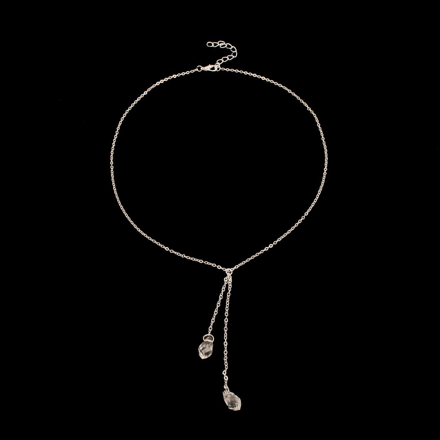 Long Sweater Crystal Fashion Necklace