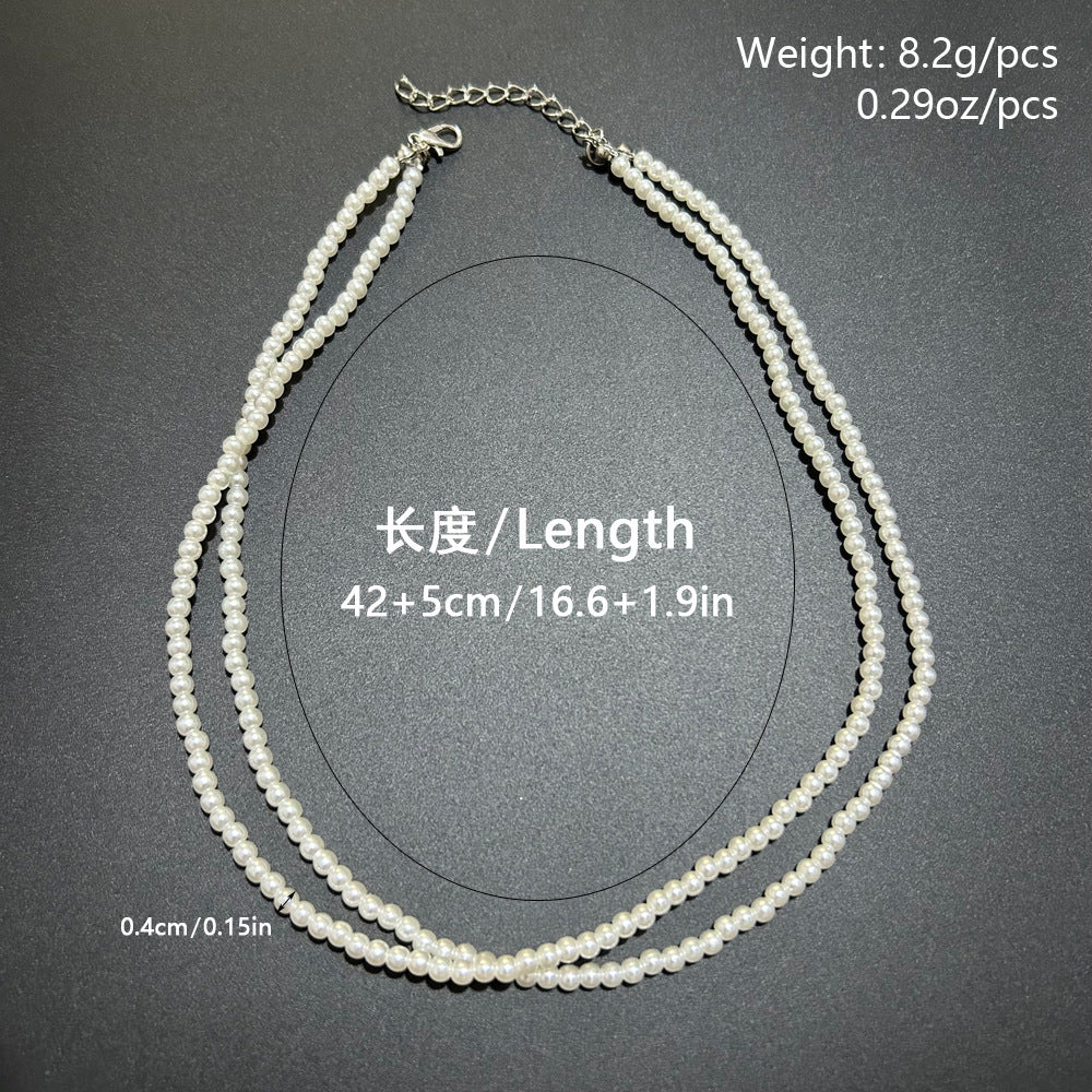 Vintage Layered Pearl Choker Necklace Double Strand Pearl Necklace