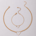 Chain Hollow Heart Choker Necklace