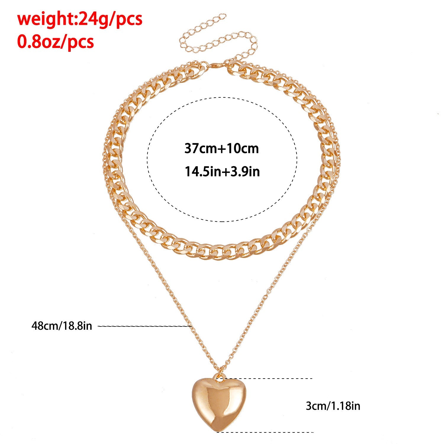 Double Layered Heart Pendant Necklace
