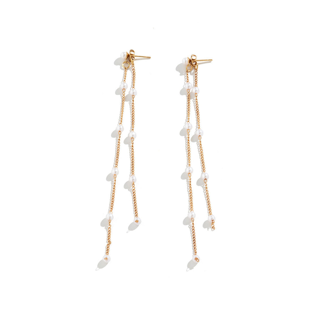 Long Pearl Tassel Earrings